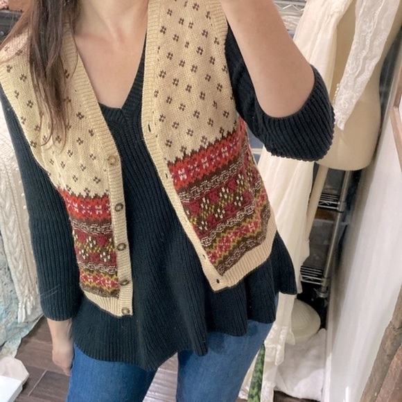 Vintage sweater knit vest size medium boho - Picture 4 of 12
